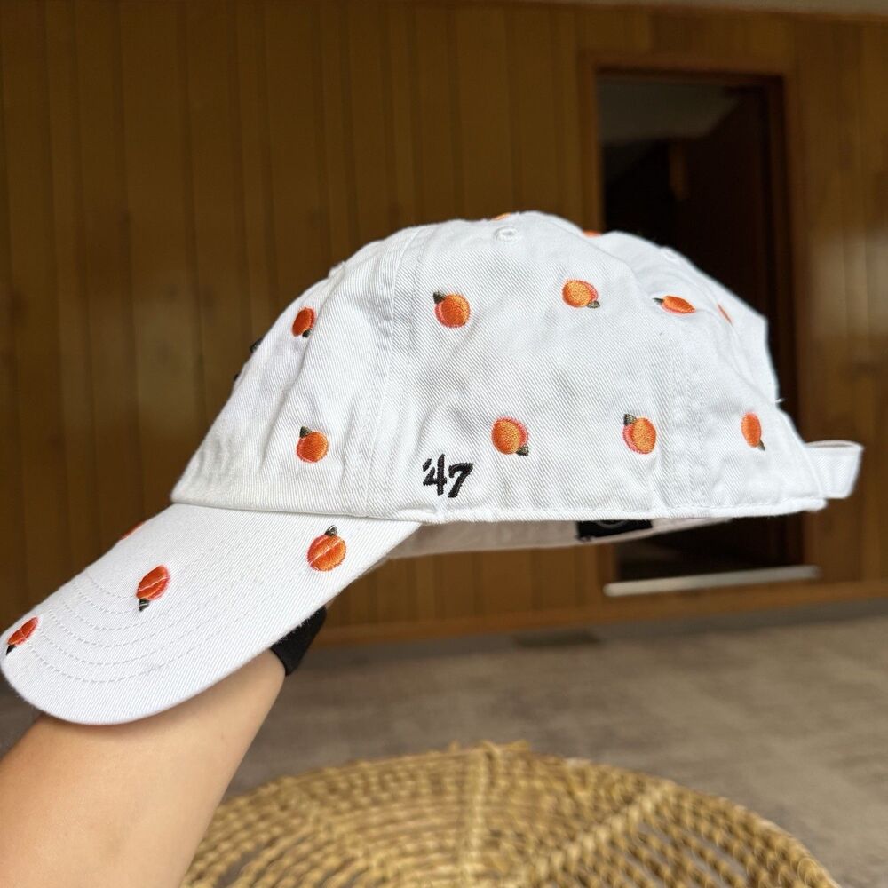 '47 Women's Atlanta Falcons Peach Logo White Confetti Clean Up Adjustable Hat - Picture 11 of 13